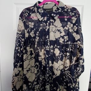 Sheer blouse with crystal buttons
